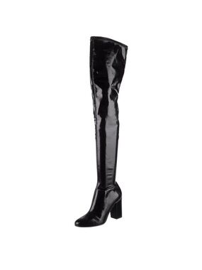 Maje Black Patent Over-the-Knee Block Heel in Black